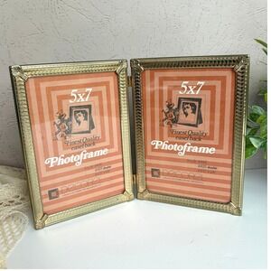 Vintage Decorel Gold Metal 5x7 Double Hinged Photo Frame Style 4425